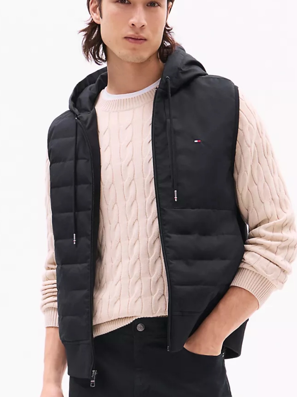 Tommy Hilfiger Black Quilted Hooded Men's Vest